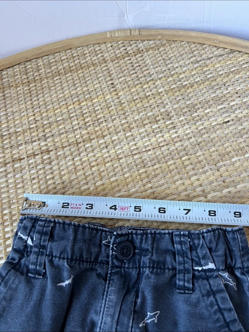 Oshkosh B’gosh 100% Cotton Navy Toddler Shark Shorts Distressed Faded Boys 3T